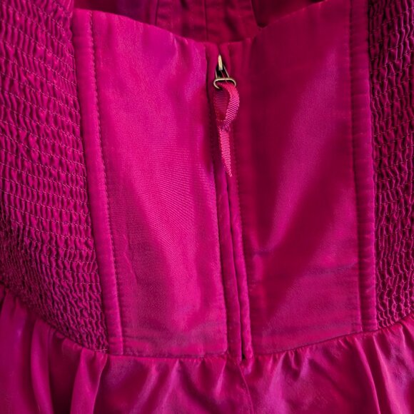 Rebecca Taylor 100% Silk Strapless Mini Dress Ruffled skirt Fuschia Size 4 Party - Picture 5 of 11
